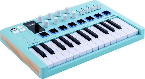 وحدة تحكم لوحة مفاتيح Arturia MiniLab 3-25 مفتاح USB MIDI مع 8 منصات طبلة متعددة الألوان، 8 مقابض وبرامج إنتاج الموسيقى متضمنة، زبرجد in Saudi Arabia