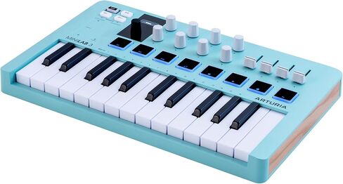 وحدة تحكم لوحة مفاتيح Arturia MiniLab 3-25 مفتاح USB MIDI مع 8 منصات طبلة متعددة الألوان، 8 مقابض وبرامج إنتاج الموسيقى متضمنة، زبرجد in Saudi Arabia