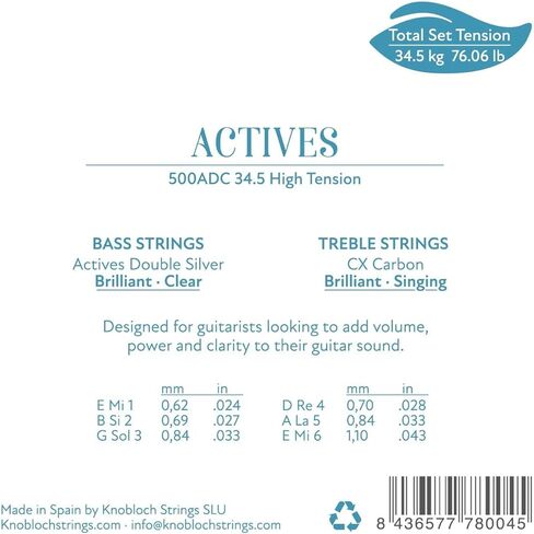 سلاسل Knobloch 500ADC - Actives Double Silver CX Carbon عالي التوتر 34.5 in Kuwait