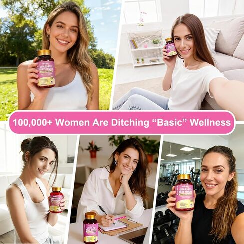 Beef Organ Supplement for Women, Grass-Fed Beef Liver Uterine Kidney Heart Organ Complex with Vitamins & Herbal | Detox, Hormone, Iron-Rich Energy & Skin Renewal | 120 Caps, 3rd Party Tested in Saudi Arabia