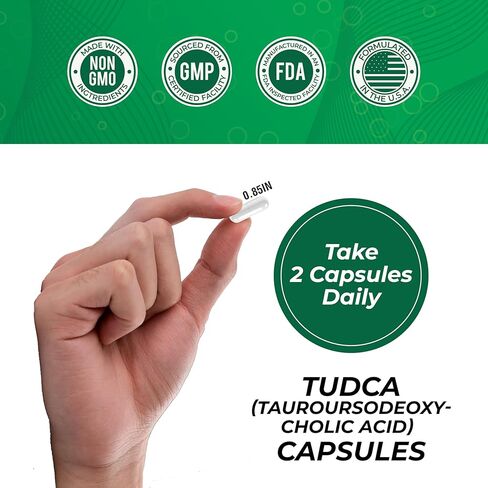 TUDCA 500mg – Tauroursodeoxycholic Acid Supplement – 60 Capsules – TUDCA Liver Support Supplement – Bile Acid Digestive Support – Non-GMO, ISO-Certified in Kuwait