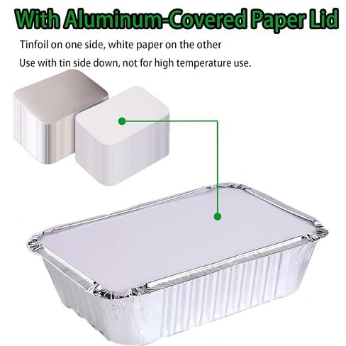 BIBRADAA® 35 عبوة من مقالي الألومنيوم بأغطية، 2200 مل (4.4 رطل)/1100 مل (2.4 رطل)/700 مل (1.5 رطل) مقالي رقائق معدنية بأغطية، مقالي رقائق الألومنيوم، لتقديم الطعام، وإعداد الوجبات والإخراج. تأتي مع 10 مجموعات من أدوات المائدة الخشبية. in Kuwait