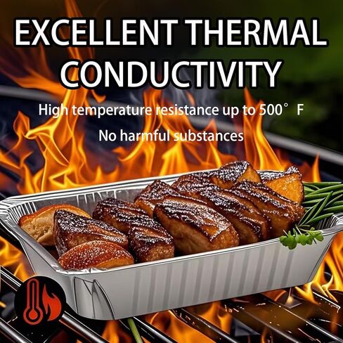 BIBRADAA® 35 عبوة من مقالي الألومنيوم بأغطية، 2200 مل (4.4 رطل)/1100 مل (2.4 رطل)/700 مل (1.5 رطل) مقالي رقائق معدنية بأغطية، مقالي رقائق الألومنيوم، لتقديم الطعام، وإعداد الوجبات والإخراج. تأتي مع 10 مجموعات من أدوات المائدة الخشبية. in Kuwait