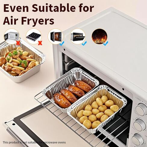 BIBRADAA® 35 عبوة من مقالي الألومنيوم بأغطية، 2200 مل (4.4 رطل)/1100 مل (2.4 رطل)/700 مل (1.5 رطل) مقالي رقائق معدنية بأغطية، مقالي رقائق الألومنيوم، لتقديم الطعام، وإعداد الوجبات والإخراج. تأتي مع 10 مجموعات من أدوات المائدة الخشبية. in Kuwait