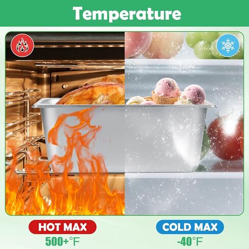 6 Pack Stainless Steel Hotel Pans 1/3 Size x 6" Deep Steam Table Pan 1/3 Stainless Steel Food Pan 6 Inch Deep Stainless Steel Commercial Food Pans for Hotel, Restaurant, Buffet, Home in Kuwait