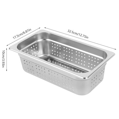 مقالي الفندق، 2 عبوة من الفولاذ المقاوم للصدأ مقاس 1/3 مقلاة طاولة بخار مثقوبة من الفولاذ المقاوم للصدأ، عمق 4 بوصات، درجة الطعام، مضادة للمربى، مقلاة بوفيه تجارية للمطبخ، والتصريف والخضروات بالبخار، آمنة للاستخدام في غسالة الأطباق والفرن in Kuwait