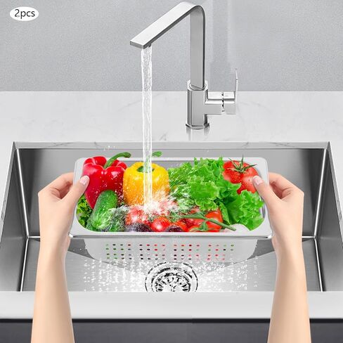 مقالي الفندق، 2 عبوة من الفولاذ المقاوم للصدأ مقاس 1/3 مقلاة طاولة بخار مثقوبة من الفولاذ المقاوم للصدأ، عمق 4 بوصات، درجة الطعام، مضادة للمربى، مقلاة بوفيه تجارية للمطبخ، والتصريف والخضروات بالبخار، آمنة للاستخدام في غسالة الأطباق والفرن in Kuwait