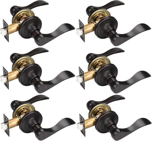 Gobrico 10 Pack Oil Rubbed Bronze No Locking Wave Levers Handles, Passage Door Interior Hall Closet Door Knobs Reversible for Hall and Closet in Saudi Arabia