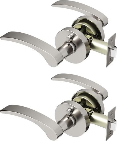 Okun Brook 2-Pack عتلات أبواب الممر باللون الأسود غير اللامع - مقابض داخلية قابلة للعكس وغير قابلة للقفل مع تصميم أنيق مخفي للممرات والخزائن in Kuwait