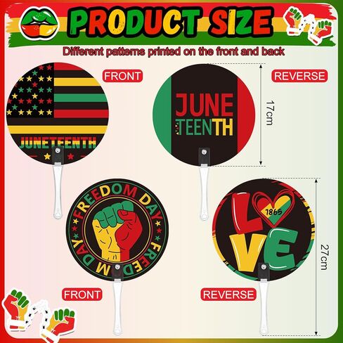 Geelin 50 PCS Junetesth Hand fans juneteenth accessories ١٩ يونيو ١٨٦٥ يوم استقلال الحرية التذكارية. in Kuwait