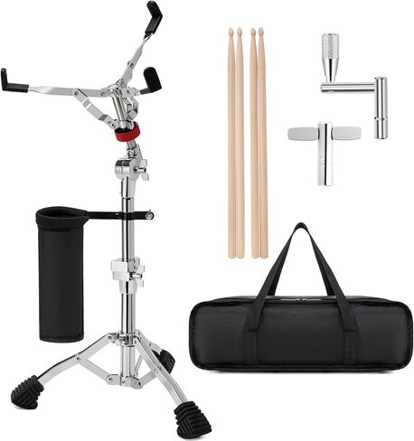 Heavy-Duty Snare Drum Stand, Ultra Sturdy Double-Braced Stand for 8" to 14" Snare Drum & Practice Pad, Height Adjustable | with 5A Drum Sticks, Drumsticks Holder, Carry Bag and Drum Key in Kuwait