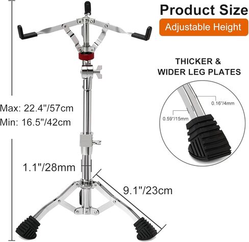 Heavy-Duty Snare Drum Stand, Ultra Sturdy Double-Braced Stand for 8" to 14" Snare Drum & Practice Pad, Height Adjustable | with 5A Drum Sticks, Drumsticks Holder, Carry Bag and Drum Key in Kuwait