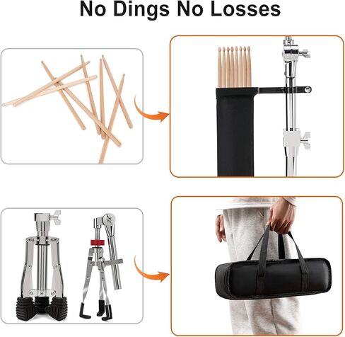 Heavy-Duty Snare Drum Stand, Ultra Sturdy Double-Braced Stand for 8" to 14" Snare Drum & Practice Pad, Height Adjustable | with 5A Drum Sticks, Drumsticks Holder, Carry Bag and Drum Key in Kuwait