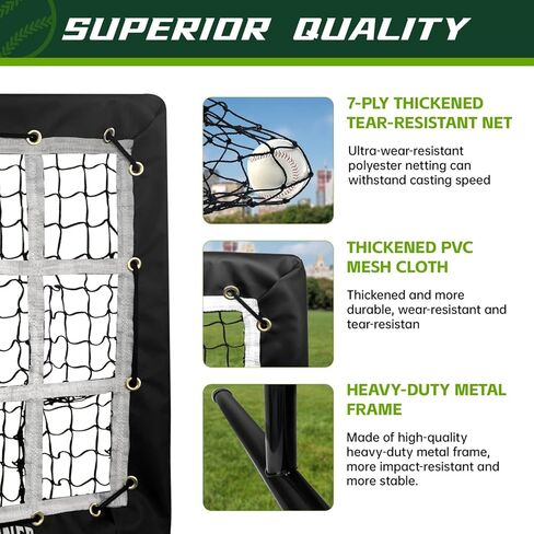 9 Hole Pitching Net, Heavy-Duty Baseball Net with Strike Zone for Pitching and Hitting, Height Adjustable Training Equipment with 9 Pocket Pitching Target for Baseball & Softball Practice in Kuwait