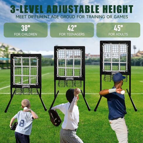 9 Hole Pitching Net, Heavy-Duty Baseball Net with Strike Zone for Pitching and Hitting, Height Adjustable Training Equipment with 9 Pocket Pitching Target for Baseball & Softball Practice in Kuwait