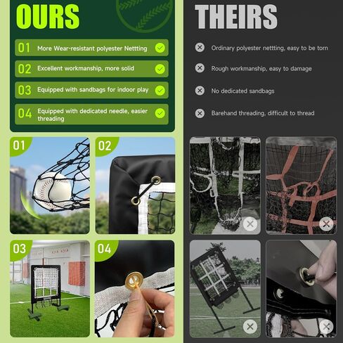 9 Hole Pitching Net, Heavy-Duty Baseball Net with Strike Zone for Pitching and Hitting, Height Adjustable Training Equipment with 9 Pocket Pitching Target for Baseball & Softball Practice in Kuwait