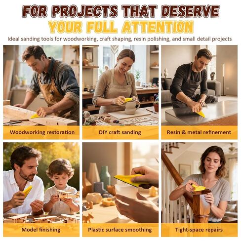 128PCS Premium Micro Sander & Sandpaper Kit, Detail & Mini Hand Sander with Small Sanding Block, 80–3000 Grit Sandpaper Assortment for Wood, Crafts, Furniture, Tight Spaces & DIY Projects in Kuwait