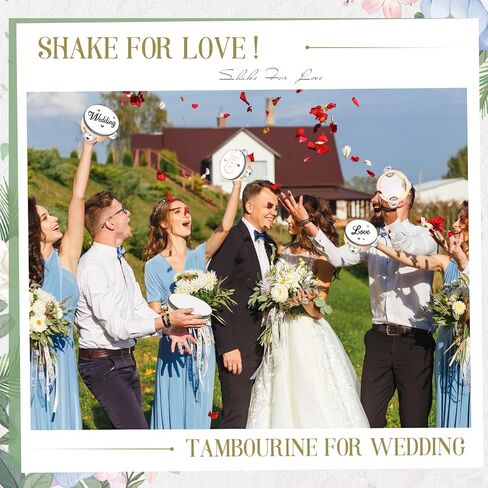 120 Set 4 Inch Wedding Tambourines Bulk for Adults Wooden Hand Held Drum with Metal Jingles, Gift Tags, White Tambourine Gift Musical Instrument for Church Wedding Party Favor in Saudi Arabia