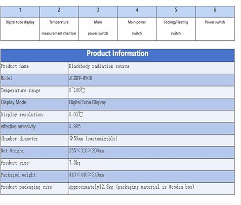 مصدر إشعاع الجسم الأسود Arionyx ALKHW-W50B 0~100°C، معايرة درجة الحرارة in Kuwait