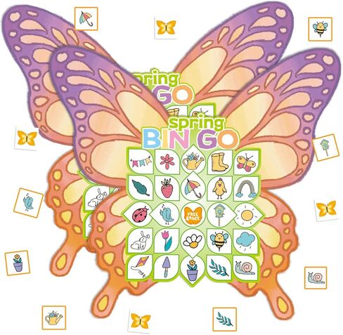YQUQWN 24 Players Spring Butterflies Bingo Game Set Easter Bingo Cards Spring Bingo Party Game for Family Party Activities in Saudi Arabia