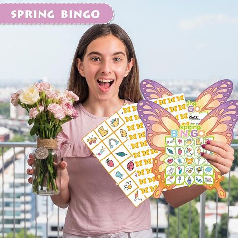 YQUQWN 24 Players Spring Butterflies Bingo Game Set Easter Bingo Cards Spring Bingo Party Game for Family Party Activities in Saudi Arabia