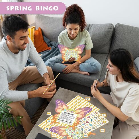 YQUQWN 24 Players Spring Butterflies Bingo Game Set Easter Bingo Cards Spring Bingo Party Game for Family Party Activities in Saudi Arabia