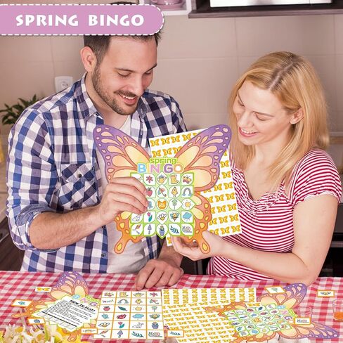 YQUQWN 24 Players Spring Butterflies Bingo Game Set Easter Bingo Cards Spring Bingo Party Game for Family Party Activities in Saudi Arabia