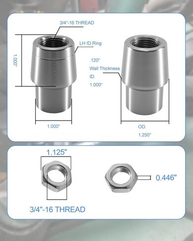 3/4" .750" Heim Joint Rod End Kit Include Rod end Welding Sleeve nut Polyurethane Liner Left & Right in Saudi Arabia