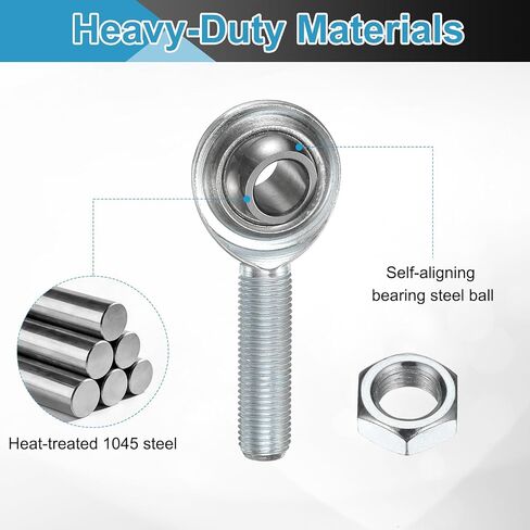 uxcell 4 Pcs CM6 Rod End Bearing 3/8" Bore, 3/8-24 UNF Right Hand Male Thread, 1045 Steel Rod Ends Joint with Jam Nut in Saudi Arabia