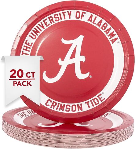Desert Cactus The University of Alabama Paper Plates UA Crimson Tide 20 Count 9 inch Round Plates for Tailgates, Parties, Graduation and Events (Design A) in Saudi Arabia