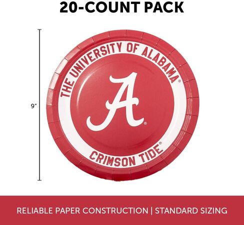 Desert Cactus The University of Alabama Paper Plates UA Crimson Tide 20 Count 9 inch Round Plates for Tailgates, Parties, Graduation and Events (Design A) in Saudi Arabia
