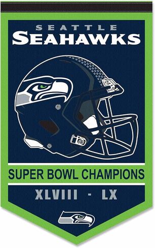 Seattle Seahawks 2 Time Super Bowl Champions Banner Pennant in Saudi Arabia