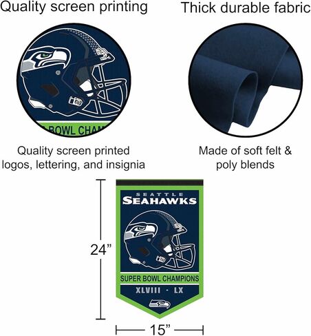 Seattle Seahawks 2 Time Super Bowl Champions Banner Pennant in Saudi Arabia