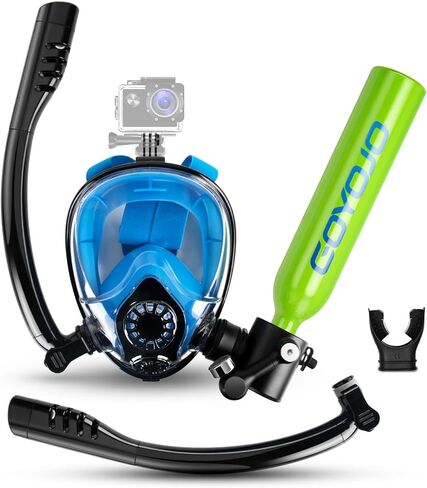 GOYOJO 1L Mini Scuba Tank with Mask – DOT Certified Portable Diving Air Tank, 3000 PSI Max Pressure, Pony Bottle Underwater Breathing Device for Snorkeling & Scuba Diving in Kuwait