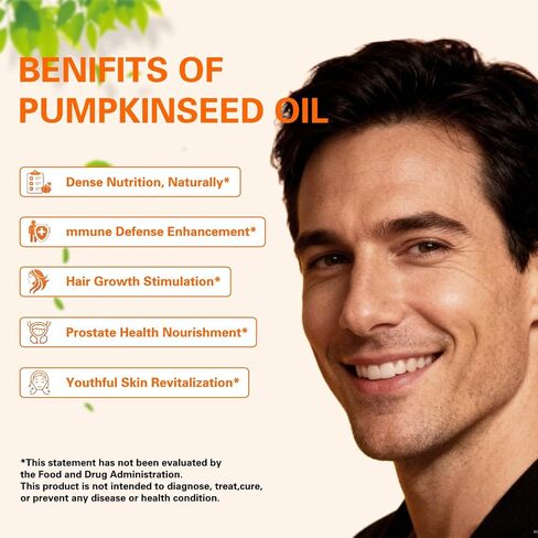 زيت بذور اليقطين لنمو الشعر بالميتو المنشاري | 3000 مجم لكل جرعة، 300 كبسولة هلامية | يدعم صحة المسالك البولية والبروستاتا | معصور على البارد، غني بالأحماض الدهنية والفيتوستيرول، غير معدل وراثيًا in Kuwait