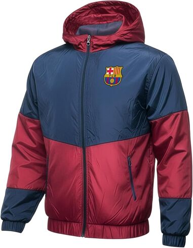 سترة المطر Icon Sports Kids Barcelona Windbreaker - مقاسات الشباب - سحاب بغطاء للرأس، معدات مرخصة in Saudi Arabia