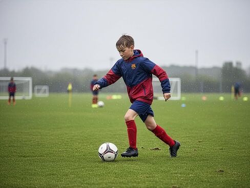 سترة المطر Icon Sports Kids Barcelona Windbreaker - مقاسات الشباب - سحاب بغطاء للرأس، معدات مرخصة in Saudi Arabia