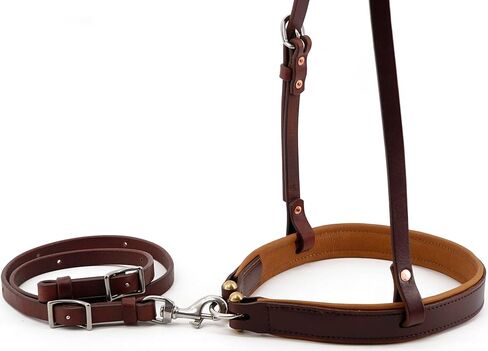 Jeereal Horse Noseband Soft مبطنة مستديرة الكهوف مع ربط الجلد أسفل حزام ، مساعدة تدريب فعالة | جلد ثقيل ذي زيت ثقيل | خياطة معززة in Kuwait