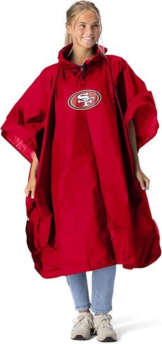 Northwest NFL Lightweight Waterproof Pullover Poncho with Hood and Mesh Storage Bag, Compact Rain Gear for Hiking, Camping in Saudi Arabia