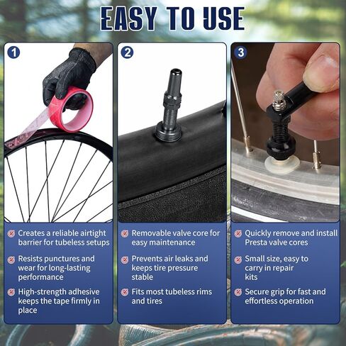 Tubeless Tire Sealant 250ml Tubeless Sealant with Rim Tape, Valve Stems and Injector Kit, Complete Conversion Puncture Repair Kit for Road, Gravel, MTB Bikes in Saudi Arabia