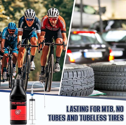 Tubeless Tire Sealant 250ml Tubeless Sealant with Rim Tape, Valve Stems and Injector Kit, Complete Conversion Puncture Repair Kit for Road, Gravel, MTB Bikes in Saudi Arabia