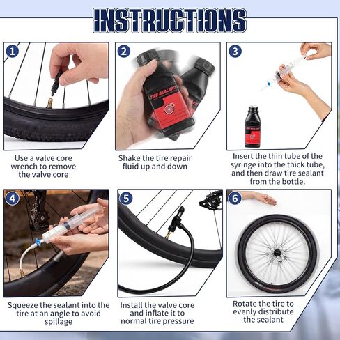 Tubeless Tire Sealant 250ml Tubeless Sealant with Rim Tape, Valve Stems and Injector Kit, Complete Conversion Puncture Repair Kit for Road, Gravel, MTB Bikes in Saudi Arabia