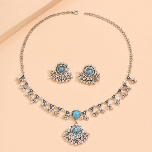 Indian Jewelry Sets for Women - Oxidized Gold/Silver Bollywood Choker Necklace, Jhumkas Earrings, Traditional Vintage Ethnic Accessories Costume in Saudi Arabia