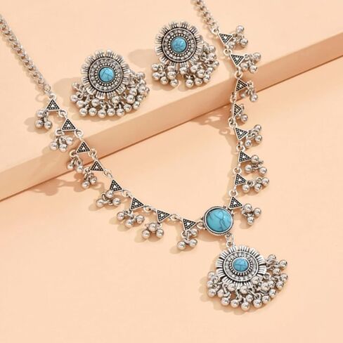Indian Jewelry Sets for Women - Oxidized Gold/Silver Bollywood Choker Necklace, Jhumkas Earrings, Traditional Vintage Ethnic Accessories Costume in Saudi Arabia