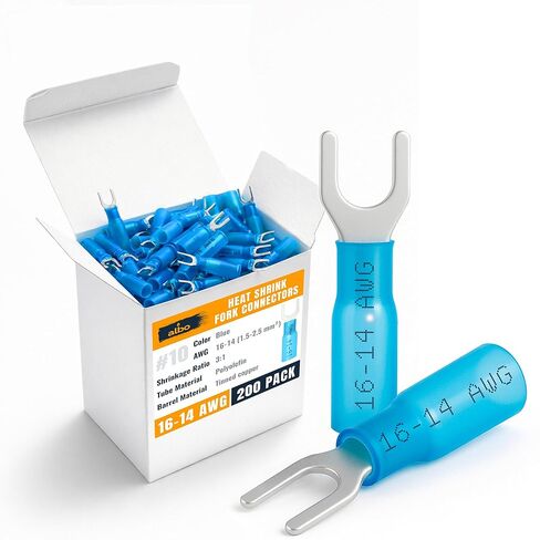 محطات شوكة الانكماش الحراري ALBO 16-14 AWG #10 - 200 موصلات أسلاك مجراف مقاومة للماء باللون الأزرق، محطات تجعيد كهربائية من النحاس المعلب من الدرجة البحرية للسيارات والقوارب والمقطورة وأسلاك البطارية in Kuwait