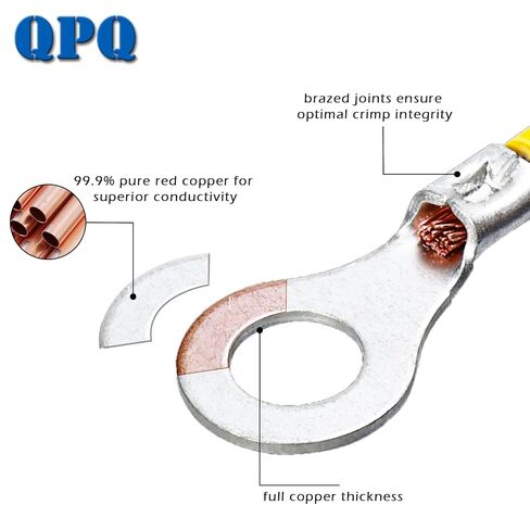 100 قطعة مقاس مسمار M5، مسمار رقم 10، 16-14 (1.5-2.5 مم²) AWG، أطراف حلقية غير معزولة، موصلات مجعدة من النحاس الأحمر المعلبة، للأسلاك الكهربائية وتطبيقات السيارات in Kuwait