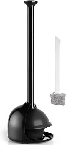 Toilet Plunger with Holder, Heavy Duty Plunger and Holder Combo for Bathroom Cleaning, Bathroom Decor, Bathroom Accessories, Toilet Bowl Cleaners, Black, 18.8inch in Saudi Arabia