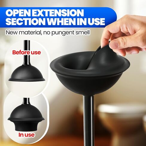 Toilet Plunger with Holder, Heavy Duty Plunger and Holder Combo for Bathroom Cleaning, Bathroom Decor, Bathroom Accessories, Toilet Bowl Cleaners, Black, 18.8inch in Saudi Arabia