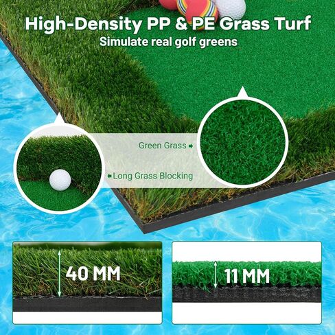ULTIMATE Floating Golf Green for Pool, Floating Chipping Green Mat w/Hitting Mat, Golf Balls, Flag and Tee for Golf Practice, Golf Putting Mat for Golf Game (Rectangular, 47" x 35.5") in Kuwait