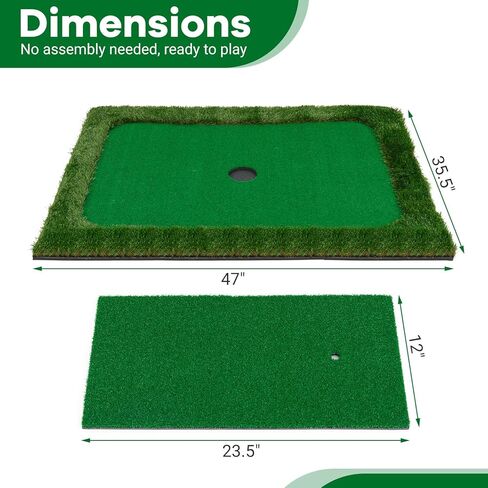 ULTIMATE Floating Golf Green for Pool, Floating Chipping Green Mat w/Hitting Mat, Golf Balls, Flag and Tee for Golf Practice, Golf Putting Mat for Golf Game (Rectangular, 47" x 35.5") in Kuwait
